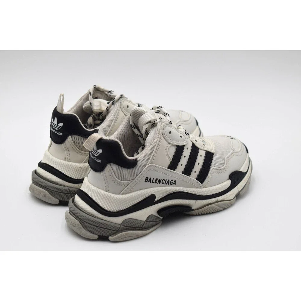 Balenciaga adidas Triple S Kids White Black Sneakers Size 1 32 712818 BoxDustBag